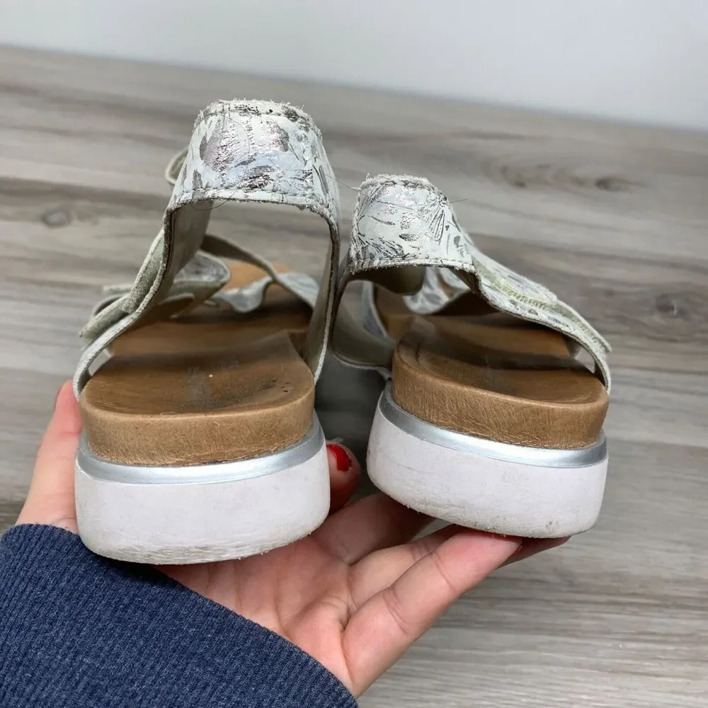 Remonte Soft Metallic Silver‎ Wedge Sandals Womens Size 41 US 10